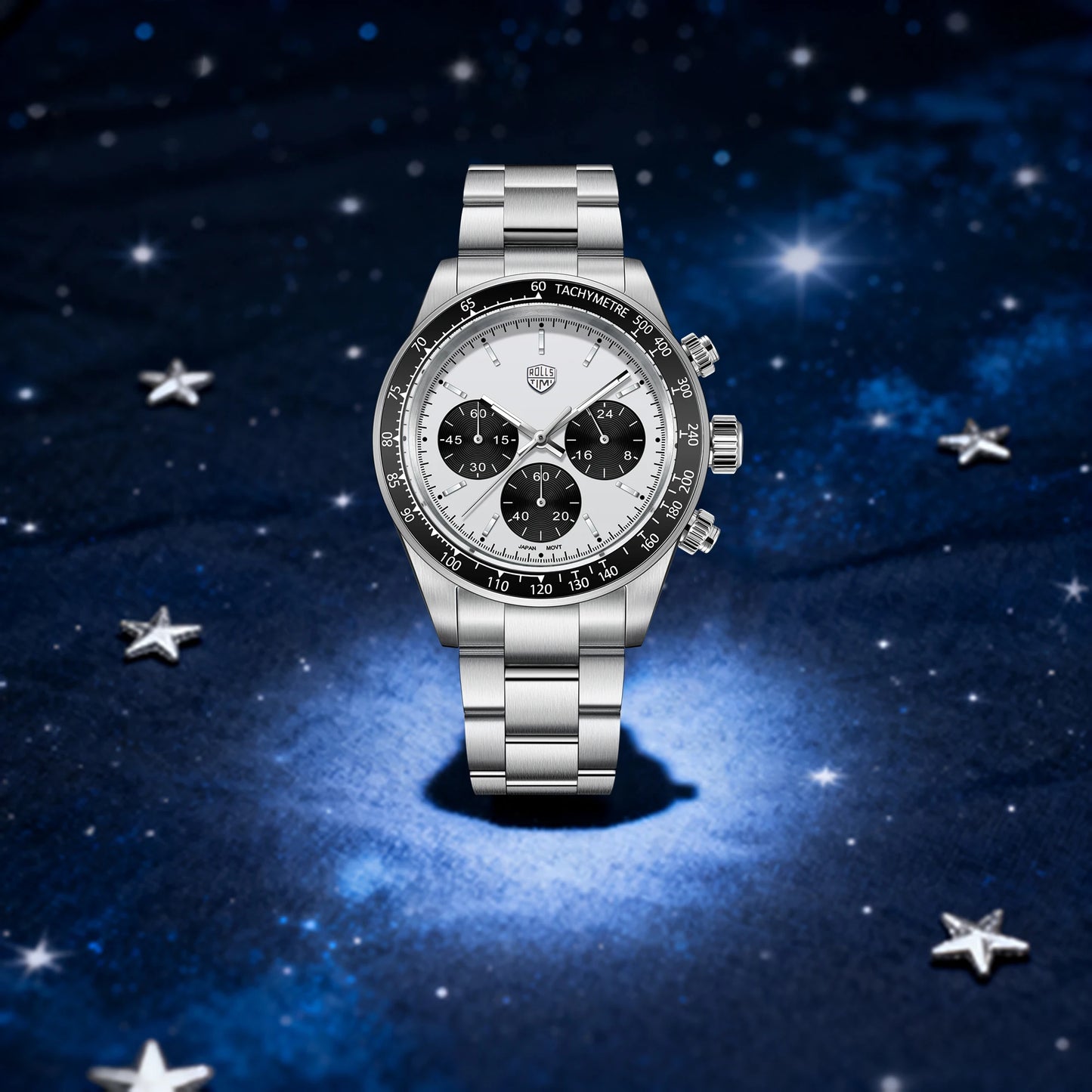 ROSSITIMI Urban Premium Men Quartz Watch Light Luxury Sports Stainless Steel VK63 Tachymeter Luminous 100m Diving Luminous Watch