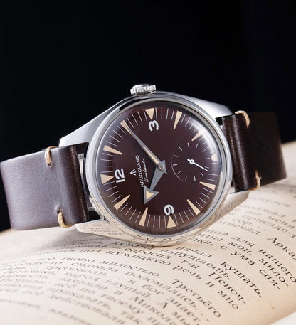 Hruodland F033 Retro Classic Quartz Men's Watches VD78 Movement Stainless Steel Black Brown Leather Strap Wristwatches