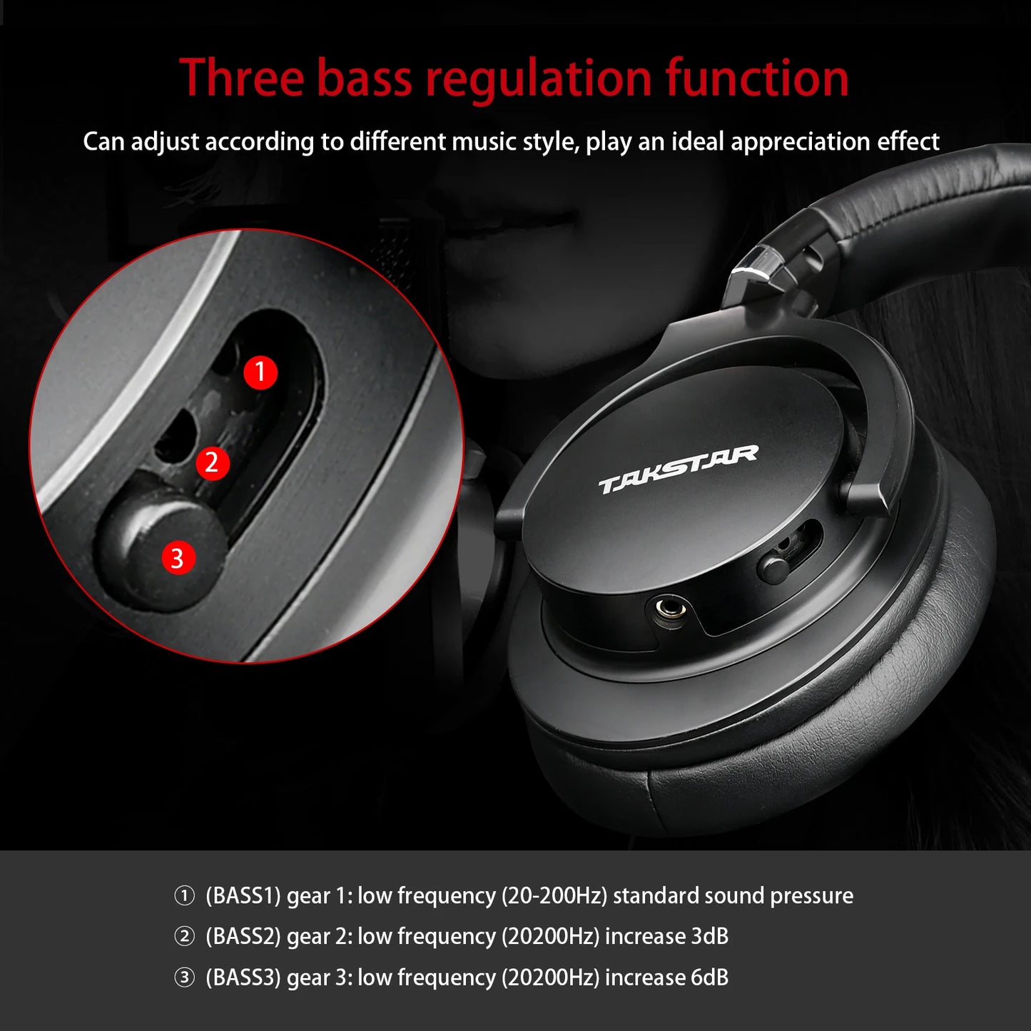 Takstar PRO82 Cuffie Monitor Professionali – Headset da Studio Cablato HiFi Stereo per Registrazione, Gaming e Suono di Precisione con Bassi Regolabili