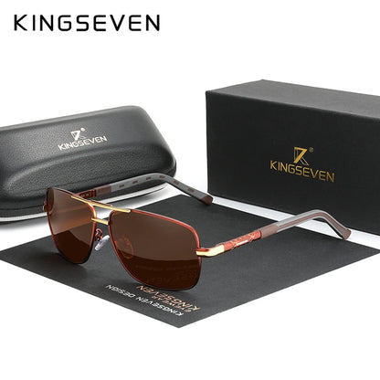 KINGSEVEN 2023 Aluminum Pilot HD Polarized Sunglasses Men Women Fashion Frame Male Sun Glasses For Driving UV400 Mirror