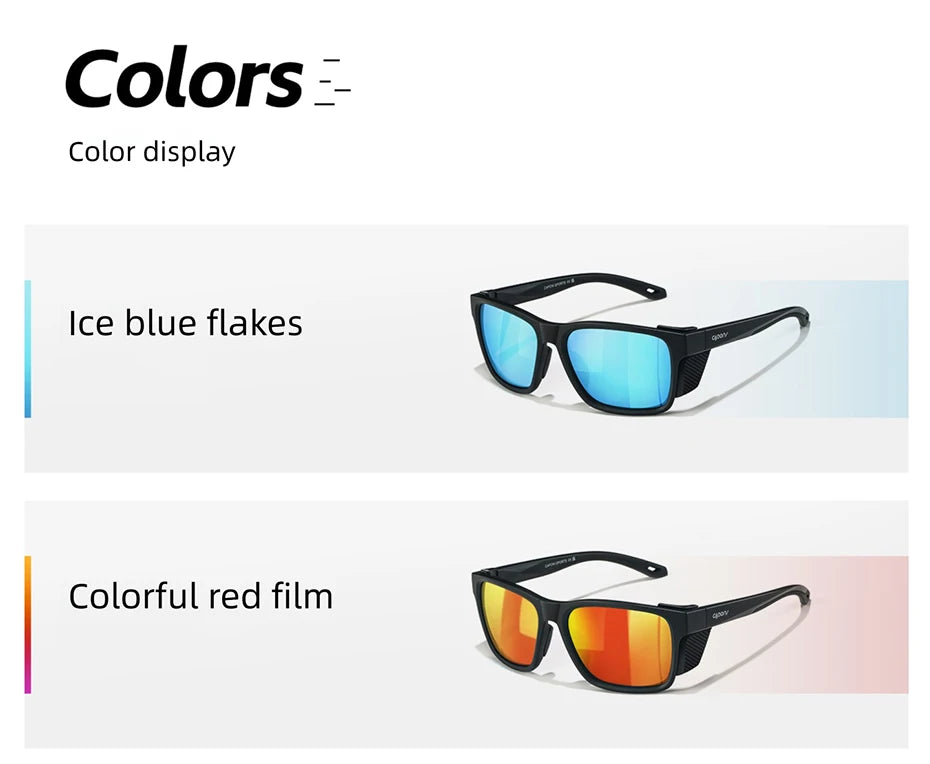 CAPONI Polarized Men Sunglasses Outdoor Sport Fishing Sun Glasses Square Anti-Oil and Water Blue HD Lenses Black Shades CP36505