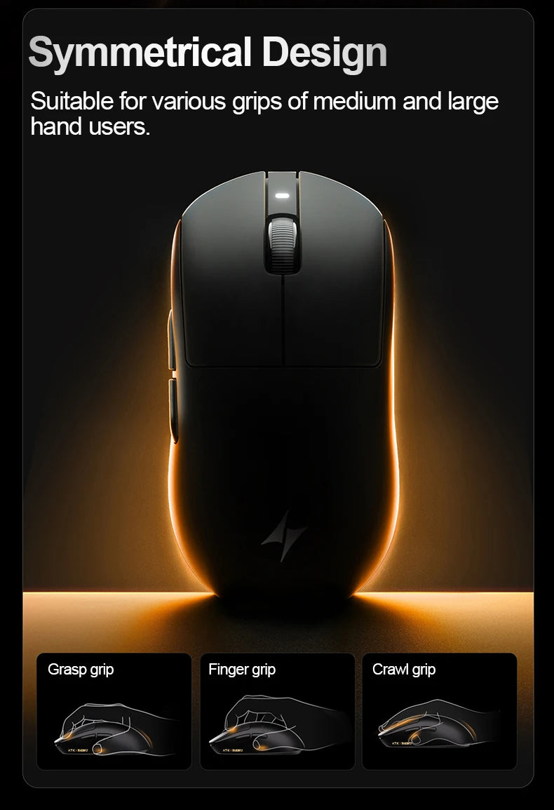 Mouse gaming wireless ATK Dragonfly A9 Ultra PAW3950 ultraleggero tri-mode ergonomico e-sport per gamer FPS A9 SE Plus