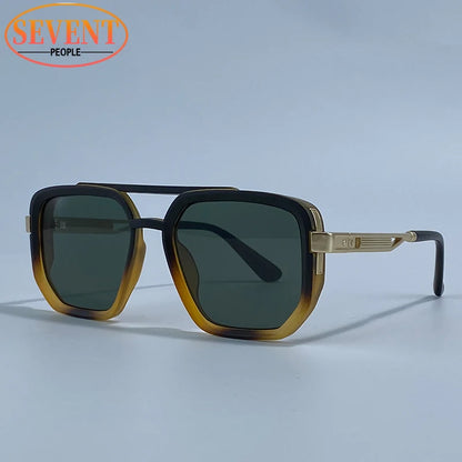 Polarized Square Sunglasses Men 2026 Luxury Vintage Double Bridge Gradient Lens Driving Shades Retro Flat Top Sun Glasses Male