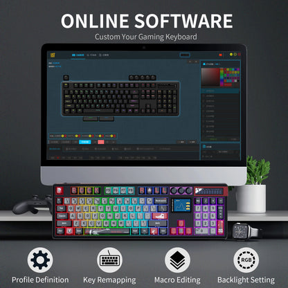 SKYLOONG GK104 Pro Wireless Mechanical Keyboard 100% Custom Keyboard Hot-Swappable Low-noise Switch for PC Gamer Office Accessories
