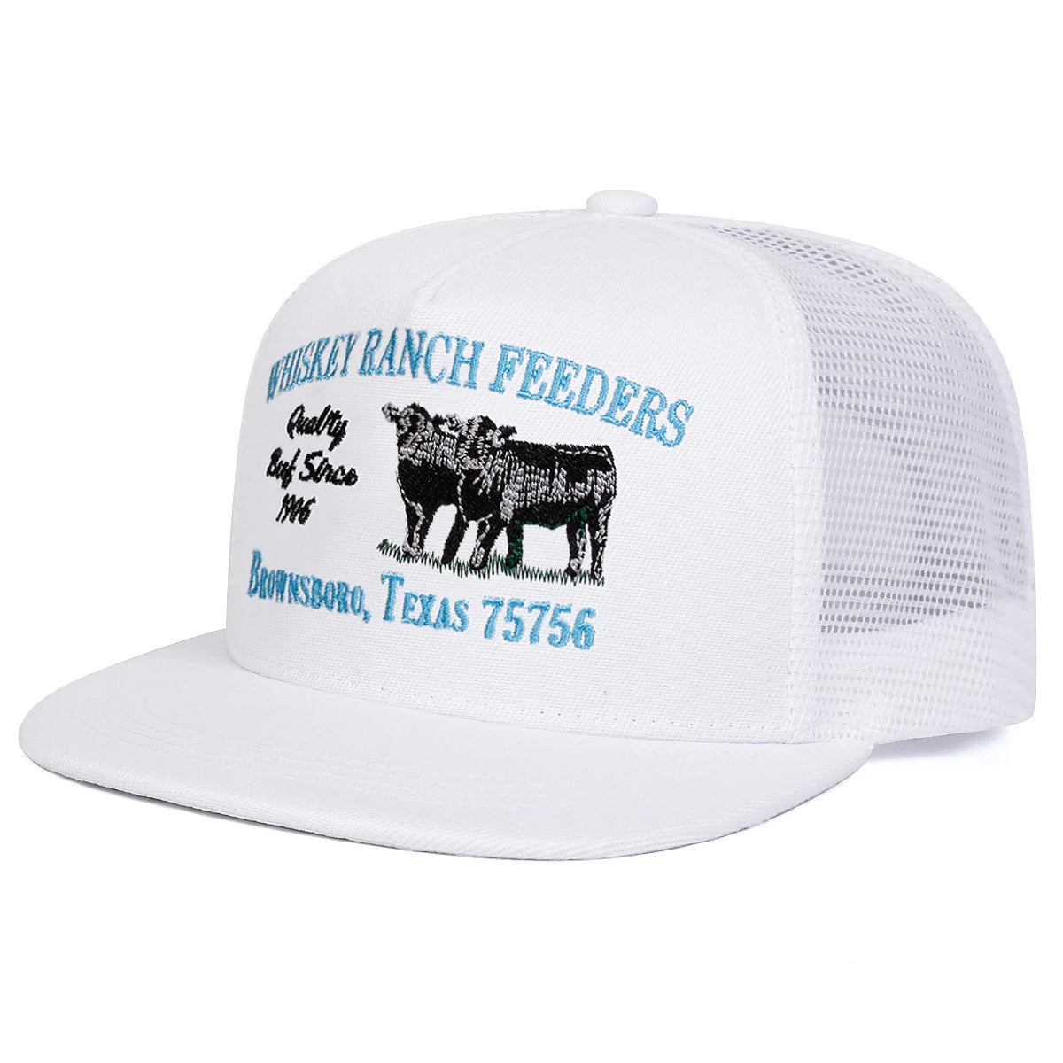 Unisex WHISKEY RANCH FEEDERS Embroidery Hip-hop Net Hats Spring Summer Outdoor Adjustable Casual Baseball Caps Sunscreen Hat Cap