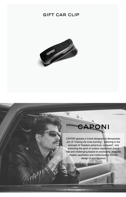 CAPONI Top Quality Night Vision Sunglasses For Men Women Carbon Fiber Frame Square Glasses UV400 lenses Goggles BSYS28964