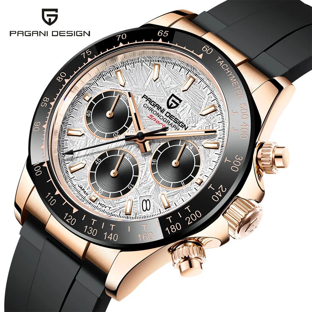 Novo Original PAGANI DESIGN PD-1664 Relógio de Pulso de Luxo para Homem, Movimento de Quartzo Japonês VK63, Safira, Cronógrafo Resistente à Água, Dourado