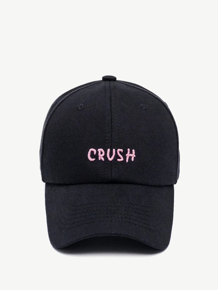 New Arrival Unisex Embroidery "crush" Baseball Caps Black Embroidered Initials Dad Hat 100% Cotton Baseball Caps for Four Season