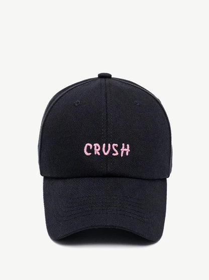 New Arrival Unisex Embroidery "crush" Baseball Caps Black Embroidered Initials Dad Hat 100% Cotton Baseball Caps for Four Season
