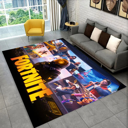F-Fortnites килим с анимационен гейм дизайн за игрална стая, спалня, дневна, диван и декорация на входа, интериорен килим, неплъзгаща се подова постелка, подарък