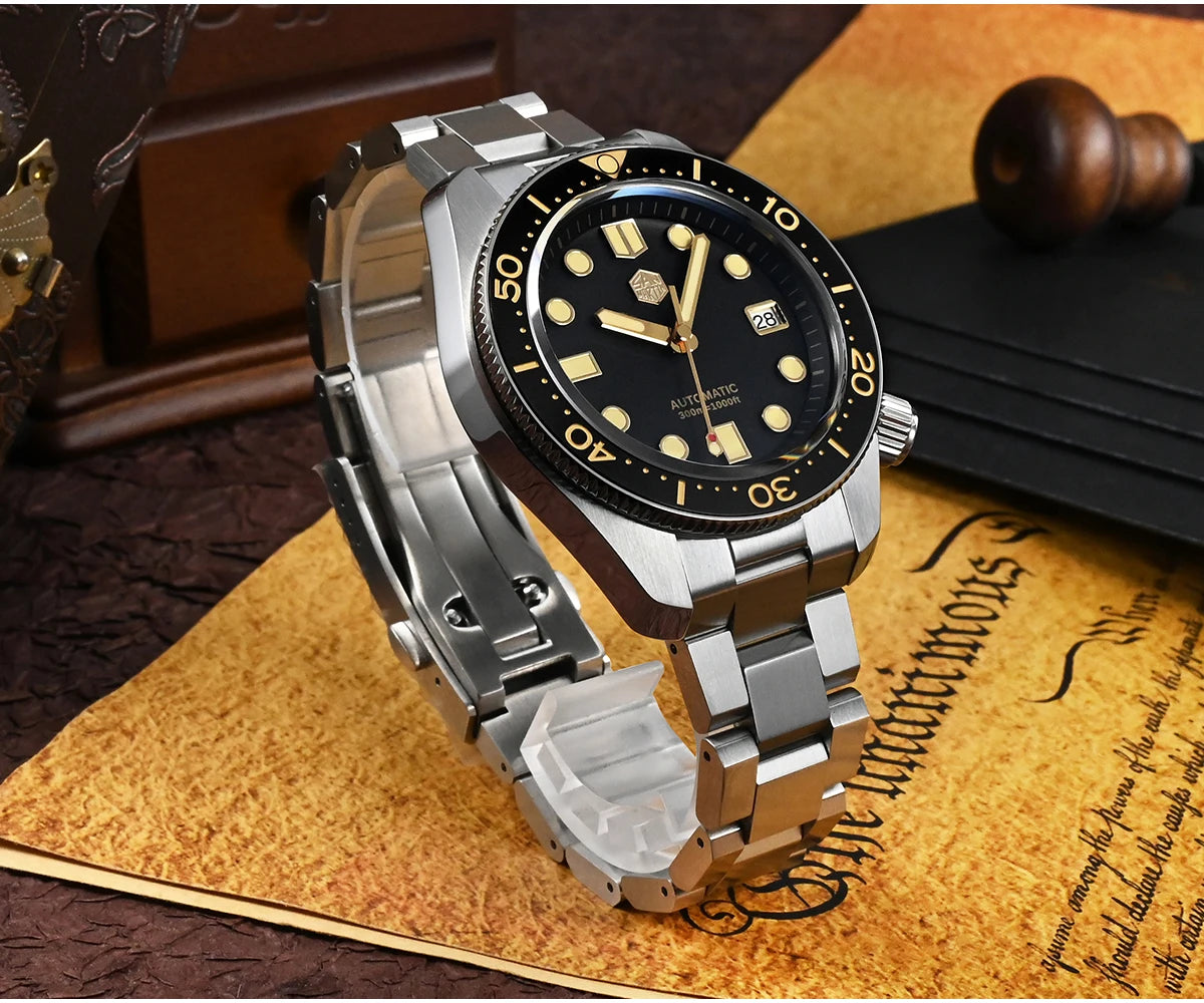 San Martin Design 44mm Men Diver Watch MM300 Sport Steel Vintage NH35 Automatic Mechanical Sapphire Waterproof 300M Lum SN0087