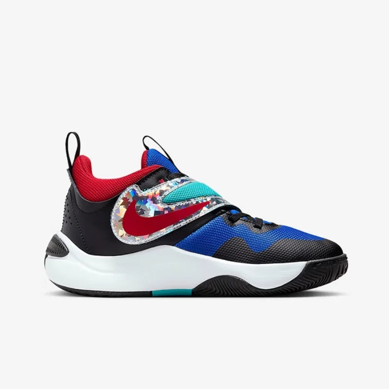 Scarpe da basket da donna Nike con ammortizzazione e suola integrale in gomma, pratiche, nuovo design con velcro, scarpe da basket mid-top resistenti all’usura e durevoli, Team Hustle D11 in colore accattivante per outdoor e tempo libero, Excell
