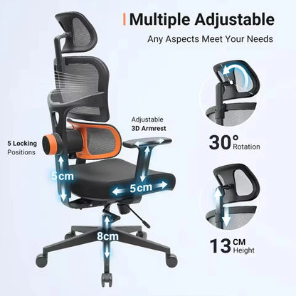 NEWTRAL NT001 Ergonomic Office Chair with Auto-Following Lumbar Support, 3 Recline Angles, Adjustable Backrest Armrest Headrest