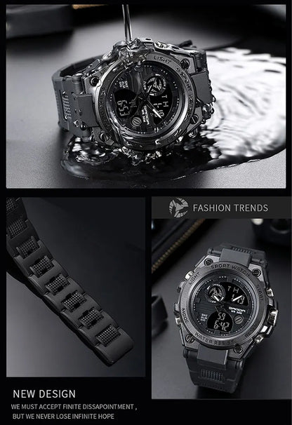 SANDA Top Luxury Watches Men Military Army Mens Watch Waterproof Sport Wristwatch Dual Display Watch Male Relogio Masculino