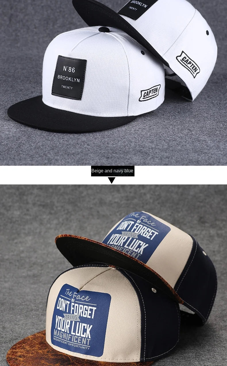 Men's Letter Embroidery Tide All-Match Flat Brim Baseball Cap Ladies Summer Hip-Hop Hat Outdoor Shade Adjustable Peaked Cap
