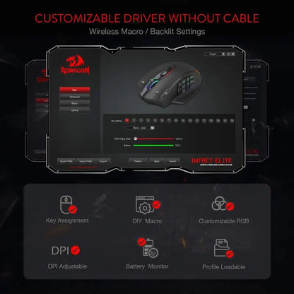 Redragon M913 Wireless Gaming Mouse, 16000 DPI RGB Gaming Mouse, Dual Mode Wired & 2.4GHz Wireless Gaming Mouse with 16 Programmable Buttons