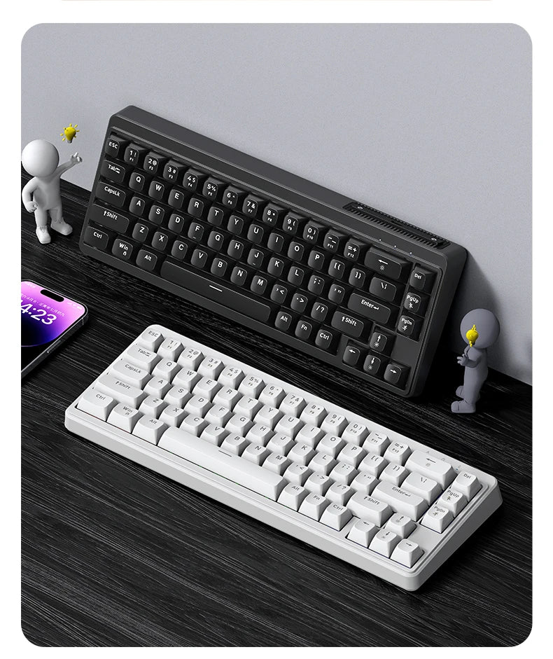 FREEWOLF M68SE tastiera mini cablata a 68 tasti, retroilluminazione RGB, Type-C, layout 68%, compatta, per gaming, ufficio, PC e laptop