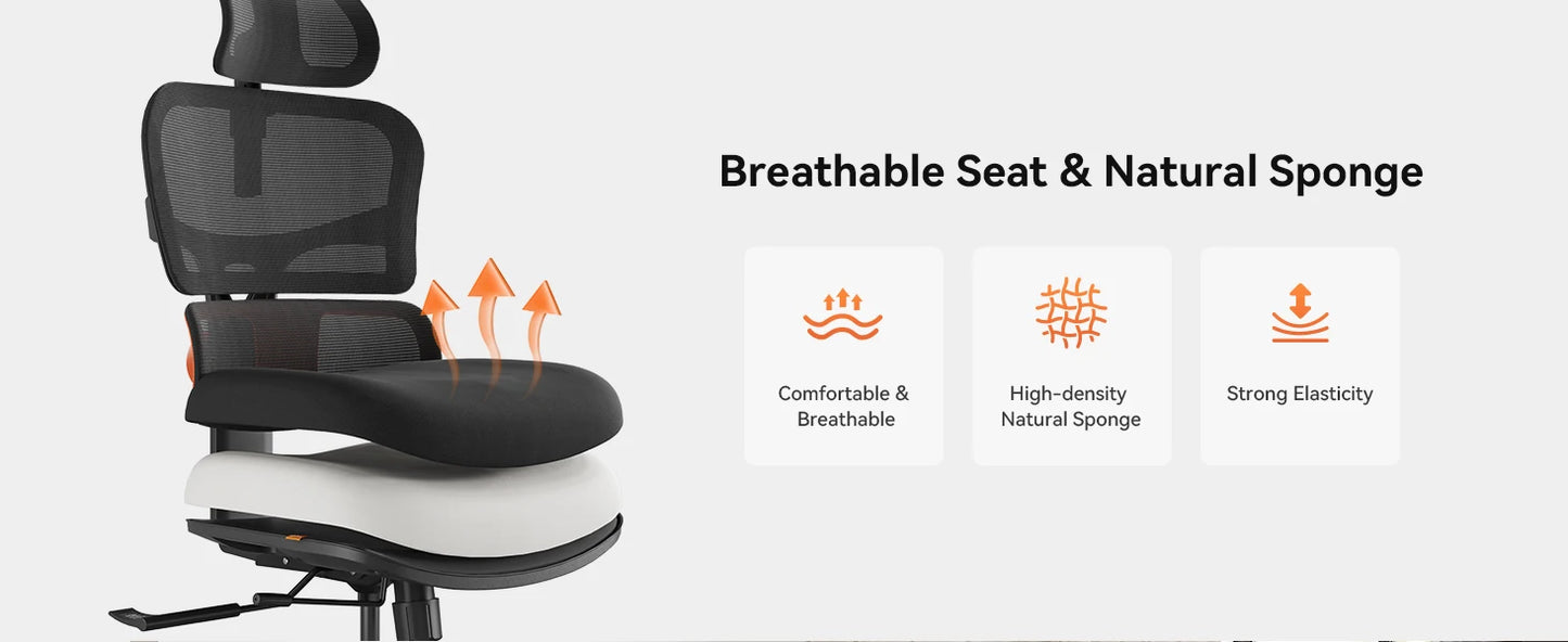 NEWTRAL NT001 Ergonomic Office Chair with Auto-Following Lumbar Support, 3 Recline Angles, Adjustable Backrest Armrest Headrest