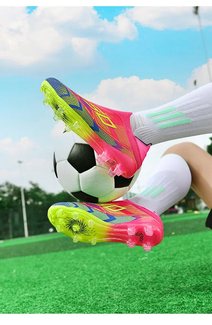 Nouvelles chaussures de football pour hommes, idéales pour les matchs en salle, chaussures de football légères et très vendues, crampons de haute qualité pour terrain en herbe, baskets mi-hautes antidérapantes pour l'ex