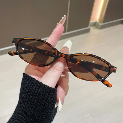 New Fashion Leopard Cat Eye Oval Women's Sunglasses Sunscreen Sun Glasses Female Retro Colorful Eyeglass UV Shade Glasses