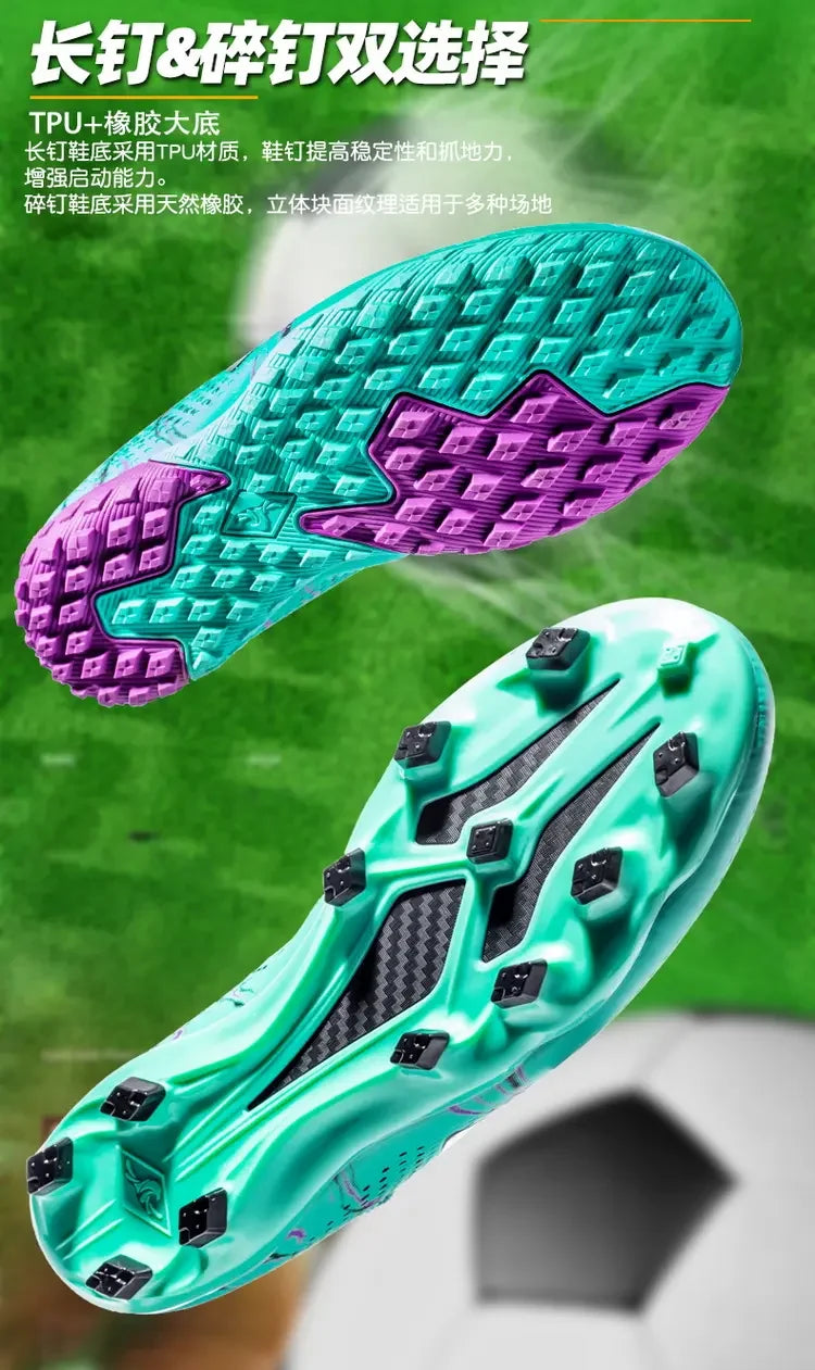 Botas de fútbol oversize para jóvenes y niños, diseño cómodo y flexible, rendimiento estable antideslizante para deportes al aire libre en campo