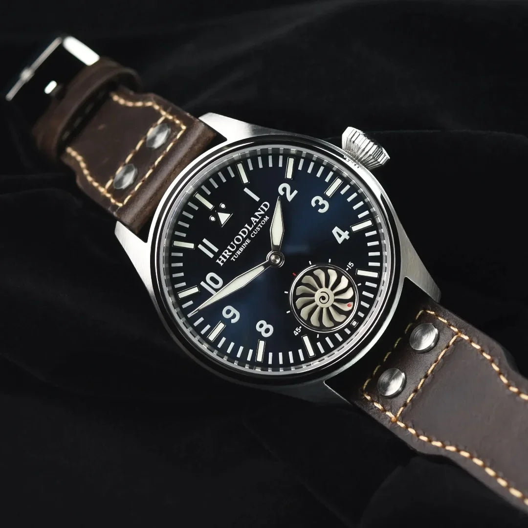 Reloj mecánico para hombre Hruodland 2025 nuevo, Seagull ST3620, piloto retro 43MM, luminiscencia Bgw-9, cristal de zafiro, turbina