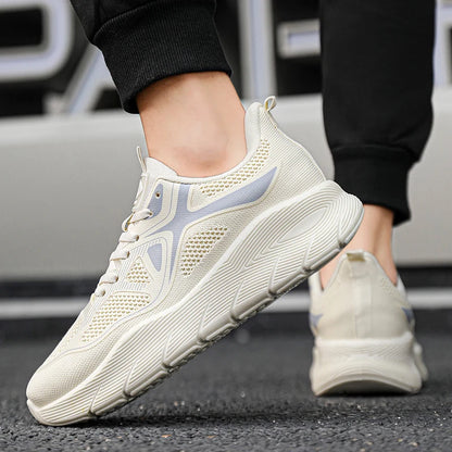 Fashion Platform Men's Running Shoes Trendy Casual Knit Breathable Orange Sneakers Men Outdoor Sports Non-slip Jogging Shoes Man