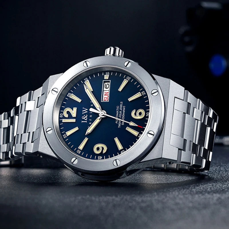 Reloj mecánico para hombre Carnival (serie IW de gama alta) – Lujo, cristal de zafiro, hermético hasta 50 m, movimiento automático importado