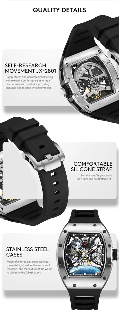 Automatic Mechanical Skeleton Watch Sports Premium Custom Logo Hollow Out Wristwatch for Active Lifestyle