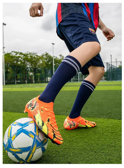 New Men’s Football Boots Outdoor Sneakers High-Quality Grass Cleats Soccer Shoes Boys Match Hot-Selling Non-Slip High-Top Light