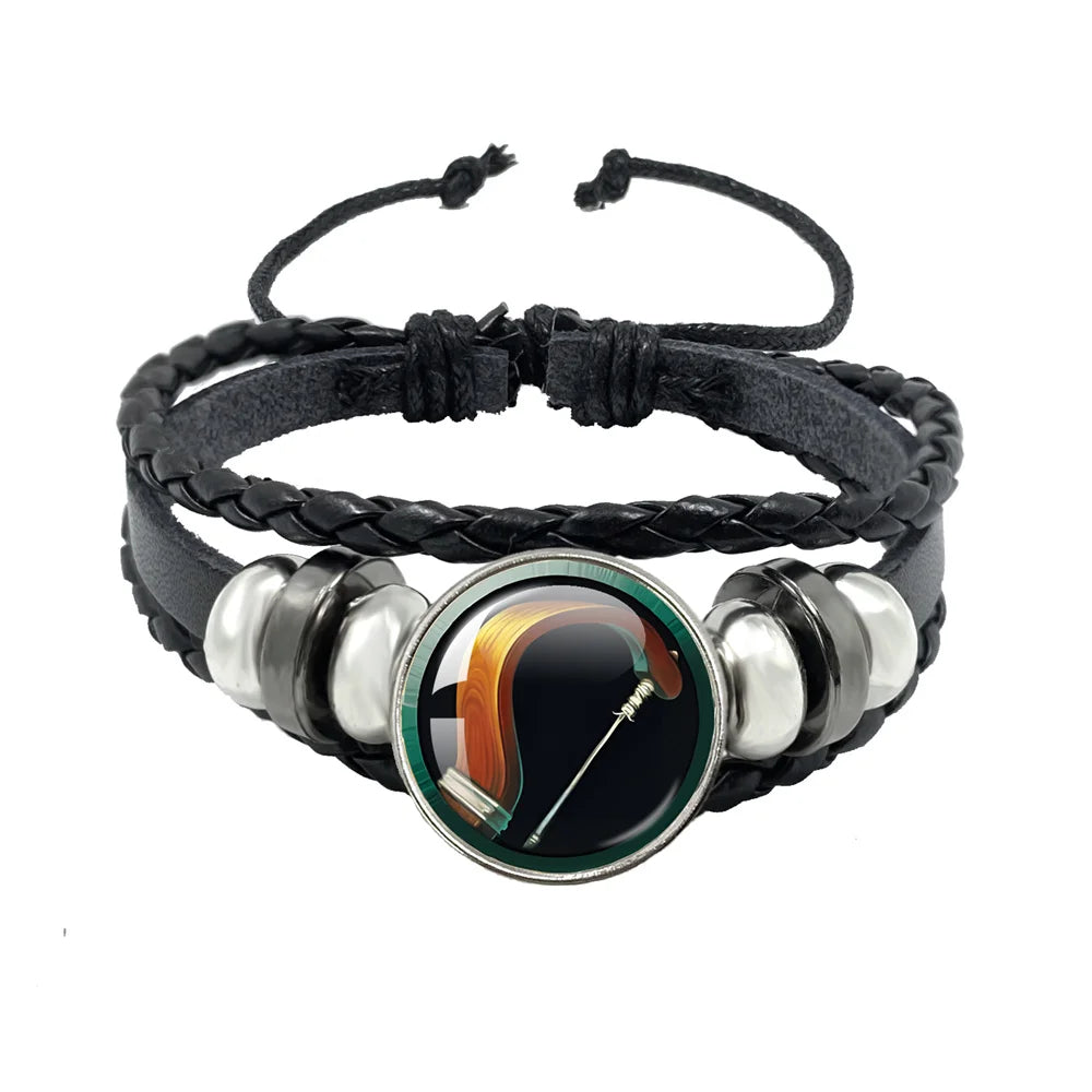 Classic Games World Of Warcraft Hearthstone Glass Leather Rope Bracelet For WOW Alliance and Horde Combatant Gift