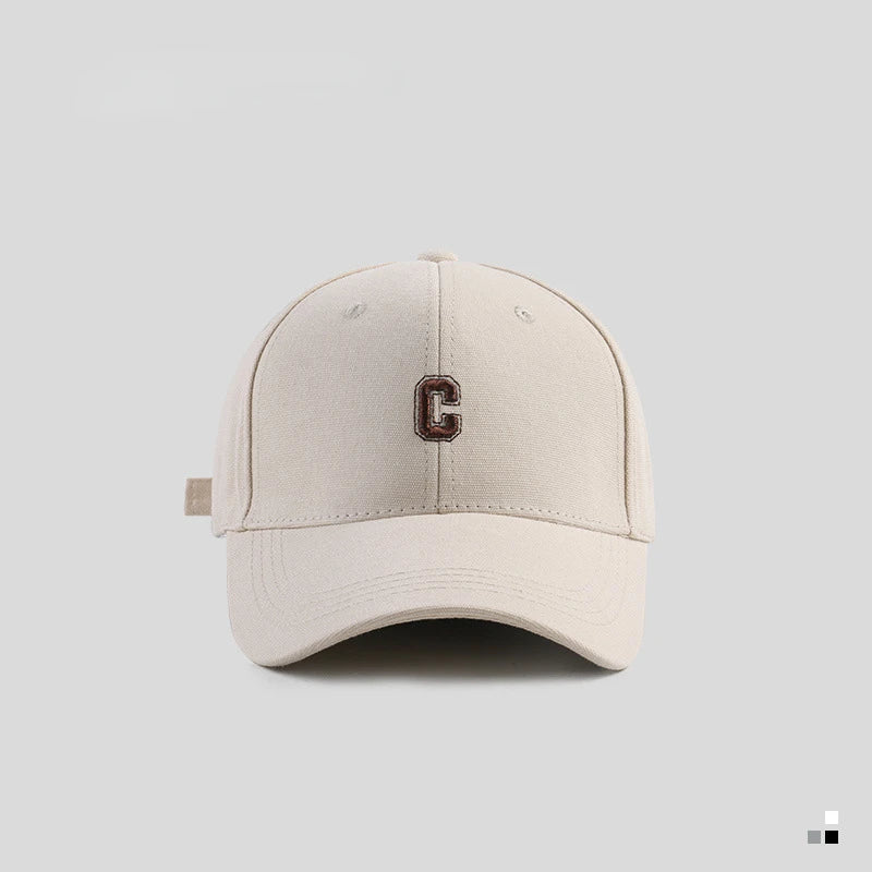 Hard-top C Letter Baseball Cap Men Women's Korean version of the tide peaked cap wide-brimmed big head  the curved brimmed hat