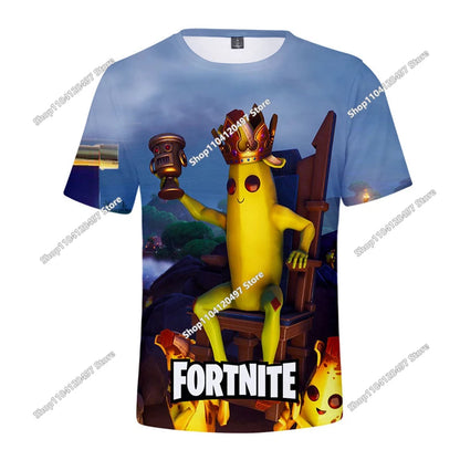 T-shirt Fortnite Victory Hero para Criança, Rapaz e Rapariga, Battle Royale 3D, Manga Curta