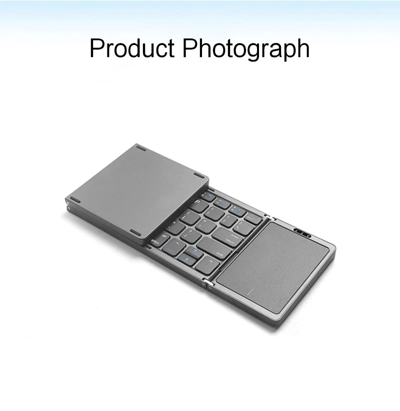 Mini Folding Wireless Bluetooth Keyboard Russian Spanish Arabic Hebrew Portugues with Touchpad for Windows, Android, IOS