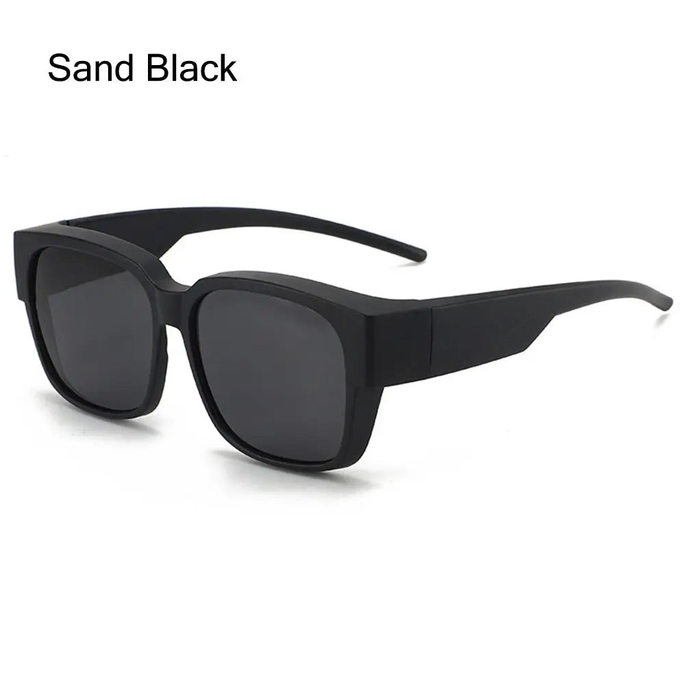 Polarized Fit Over Glasses Sunglasses for Women Men, Trendy Square Wrap Around Shades for Driving Riding, UV Protection