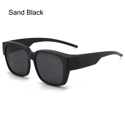 Polarized Fit Over Glasses Sunglasses for Women Men, Trendy Square Wrap Around Shades for Driving Riding, UV Protection