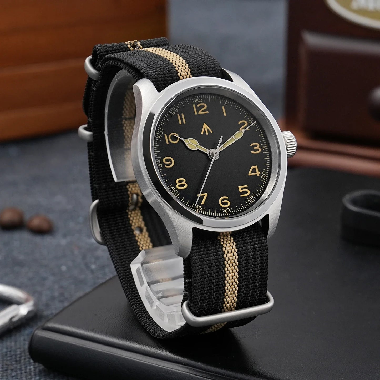 Relógio de Quartzo Vintage Militar Militado ML08 V2 com Movimento VH31, Vidro Duplo de Safira, Luminescência C3 BGW-9, Impermeável, 38mm