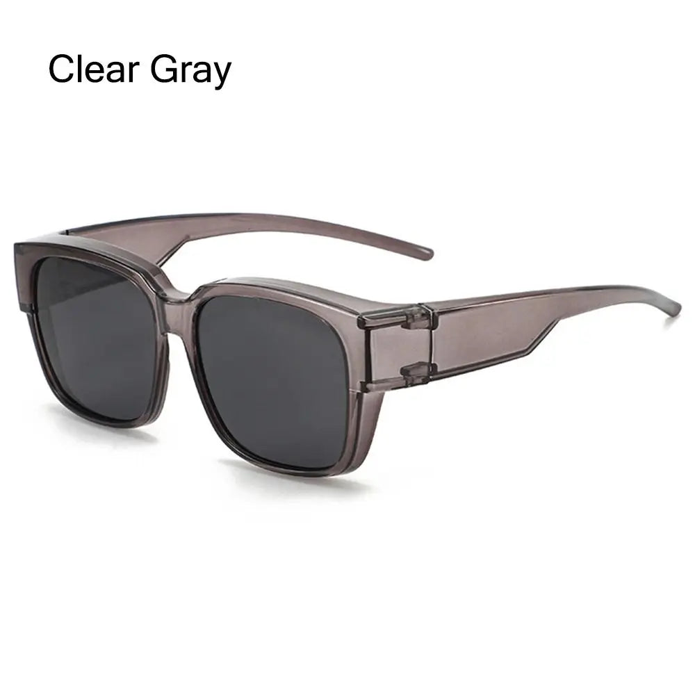 Polarized Fit Over Glasses Sunglasses for Women Men, Trendy Square Wrap Around Shades for Driving Riding, UV Protection