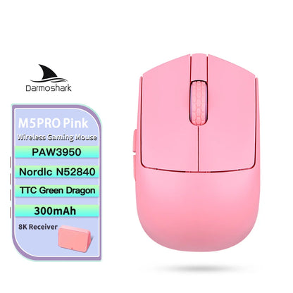 Darmoshark M5 Air Forged Carbon Fiber Gaming Mouse Wireless 8K Macro Mouse 30KDPI Finger Grip Small Hand Mice 30g Lightweight