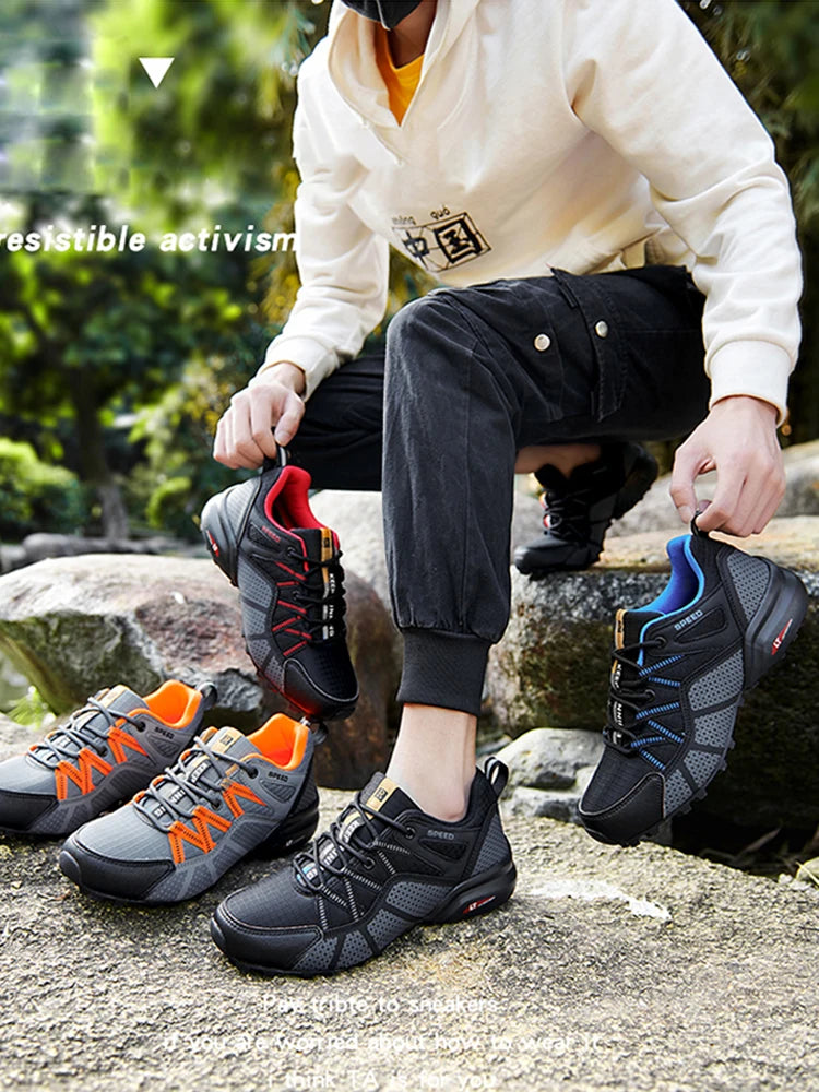 Men's hiking shoes, all-terrain outdoor sports shoes, breathable mesh, non-slip, wear-resistant hiking shoes, outdoor cycling shoes