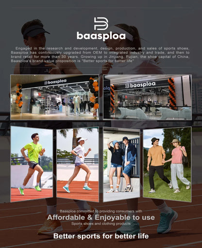Zapatillas de running ligeras Baasploa para hombre, cómodas zapatillas casuales de diseñador en malla con cordones para hombre, deportivas de exterior y tenis