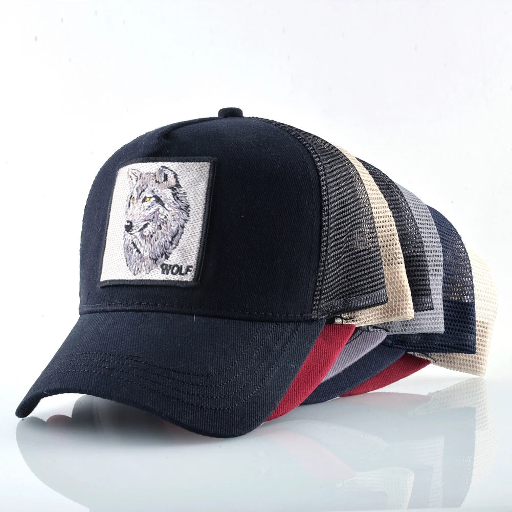 Fashion Baseball Cap With Embroidery Wolf Patch Snapback Hip Hop Trucker Caps Men Women Outdoor Breathable Visor Hat