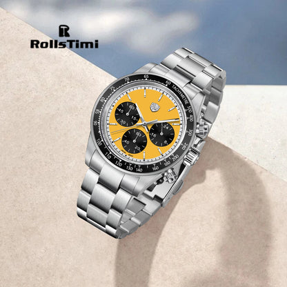 ROSSITIMI Urban Premium Men Quartz Watch Light Luxury Sports Stainless Steel VK63 Tachymeter Luminous 100m Diving Luminous Watch