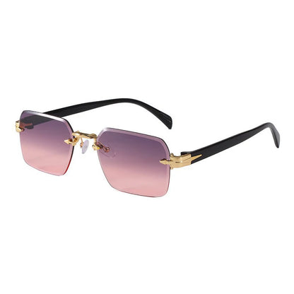 Luxury Rimless Sunglasses, Metal Hinge Exquisite Craftsmanship, Gradient Lenses Sun Protection Sunglasses 823