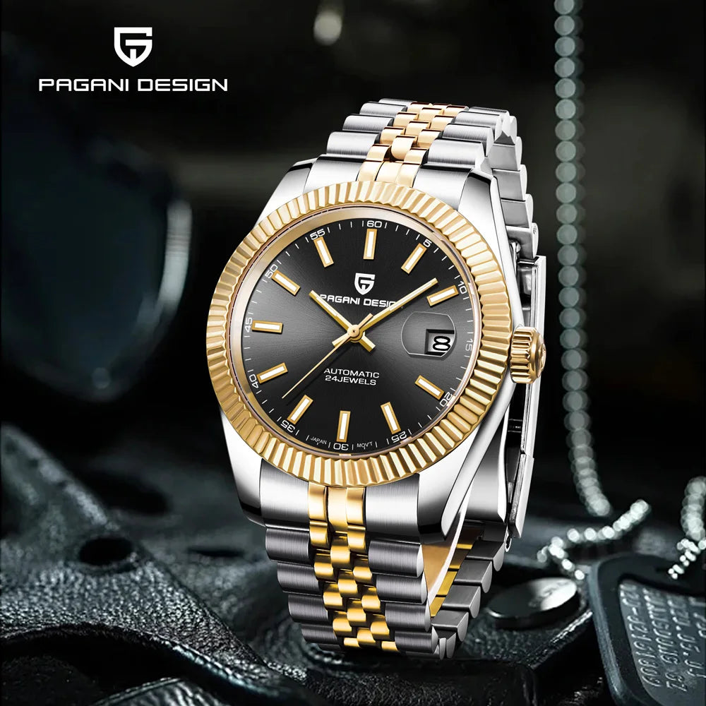 Orologi PAGANI DESIGN 2026 nuovi, meccanici di lusso oro e argento da uomo, in acciaio inossidabile, vetro zaffiro, automatici