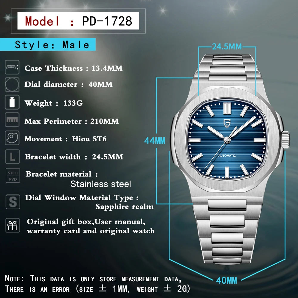 PAGANI DESIGN 2026 Novo Relógio Automático de Luxo para Homem, Relógio Mecânico de Pulso em Aço Inoxidável, Vidro de Safira, Mostrador Barril 40MM