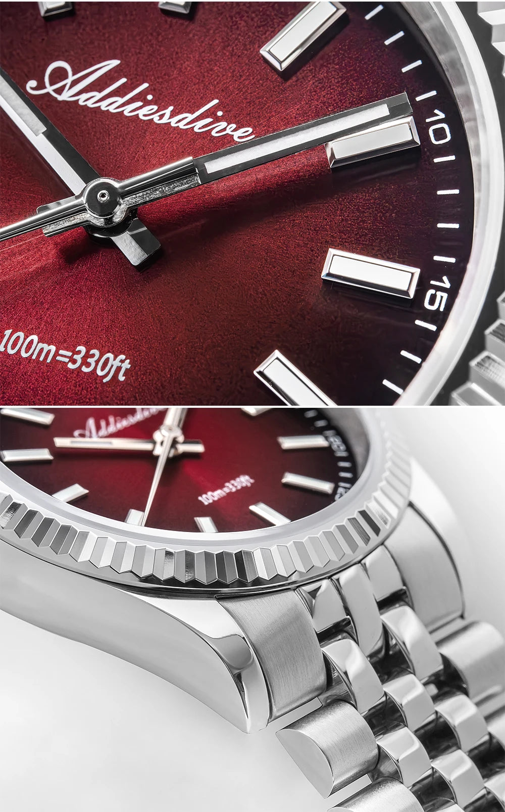 Relógio masculino novo ADDIESDIVE AD2073, vidro de safira, 36mm, VH31, quartz, efeito sunburst, 10Bar, impermeável para mergulho, luminoso