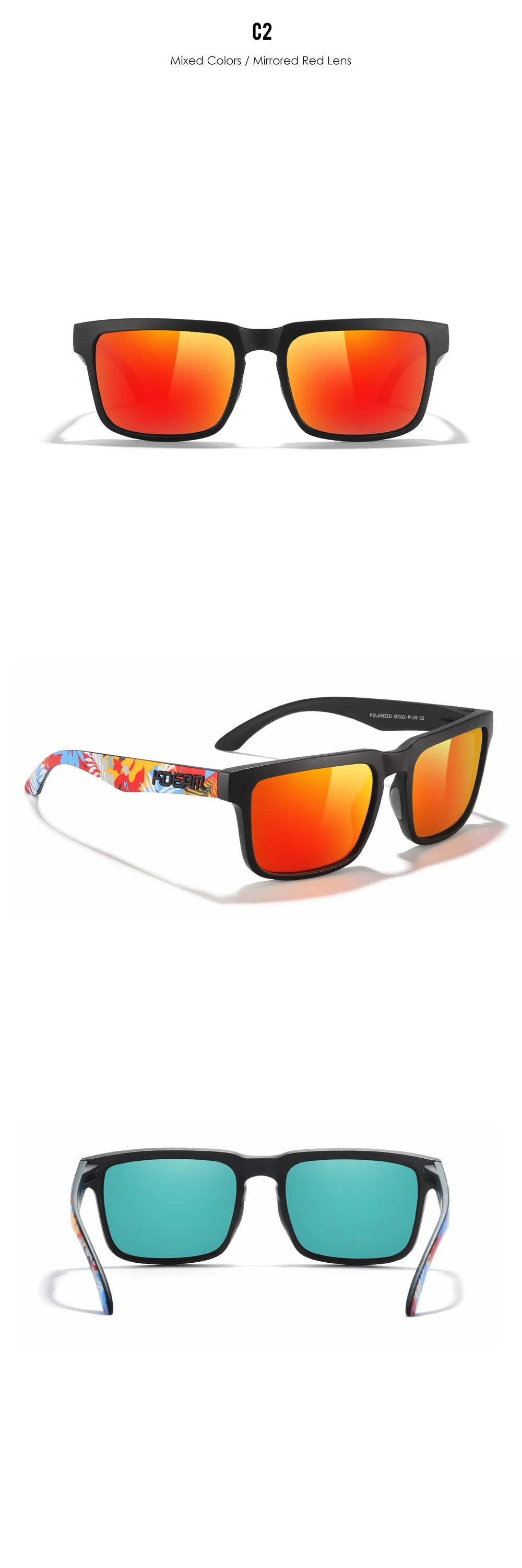 New Colors KDEAM-PLUS Large Size Square Unisex Sunglasses Polarized Photochromic Oversized Sun Glasses Fashion Anti Glare Mirror