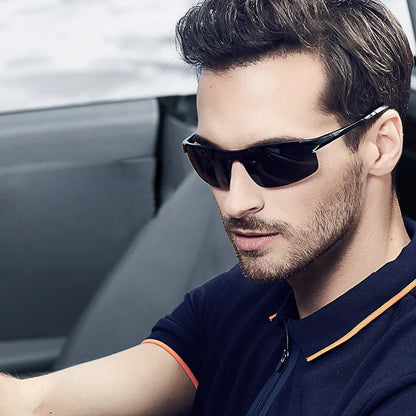 Classic Retro Semi-Rimless Square Polarized Sunglasses - Lightweight PC Frame & Spring Hinges, UV400 Unisex for Driving, Fishing