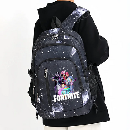Mochila Fortnite Céu Estrelado de Grande Capacidade, Impermeável, com Compartimento para Portátil e Estampado de Personagem do Jogo, para Estudantes, Rapazes e Raparigas, Regresso às Aulas